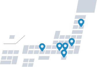 全国拠点数 東京、静岡、山梨、大阪、愛知、宮城の合計6拠点!